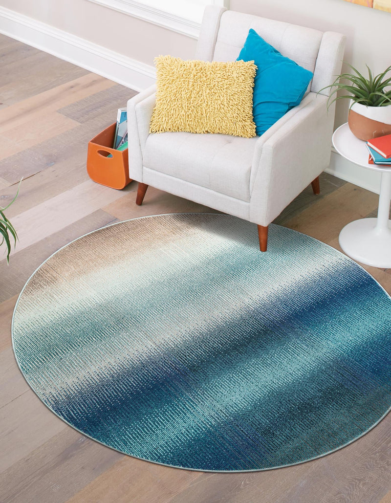 Marrakesh Elegance Collection Area Rug - Agadir Round Blue lifestyle 34