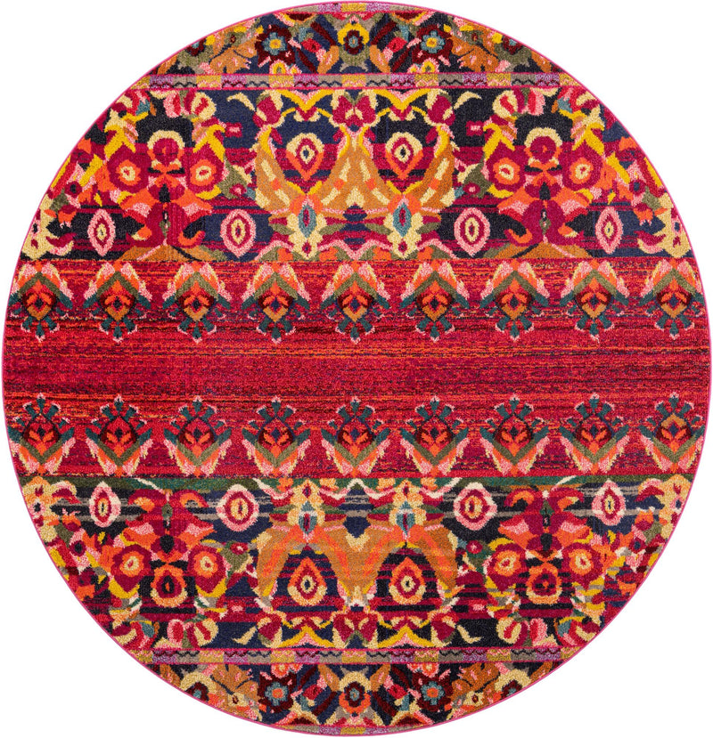 Chateau Elegance Collection Area Rug - Fontainebleau Round Red lifestyle 12