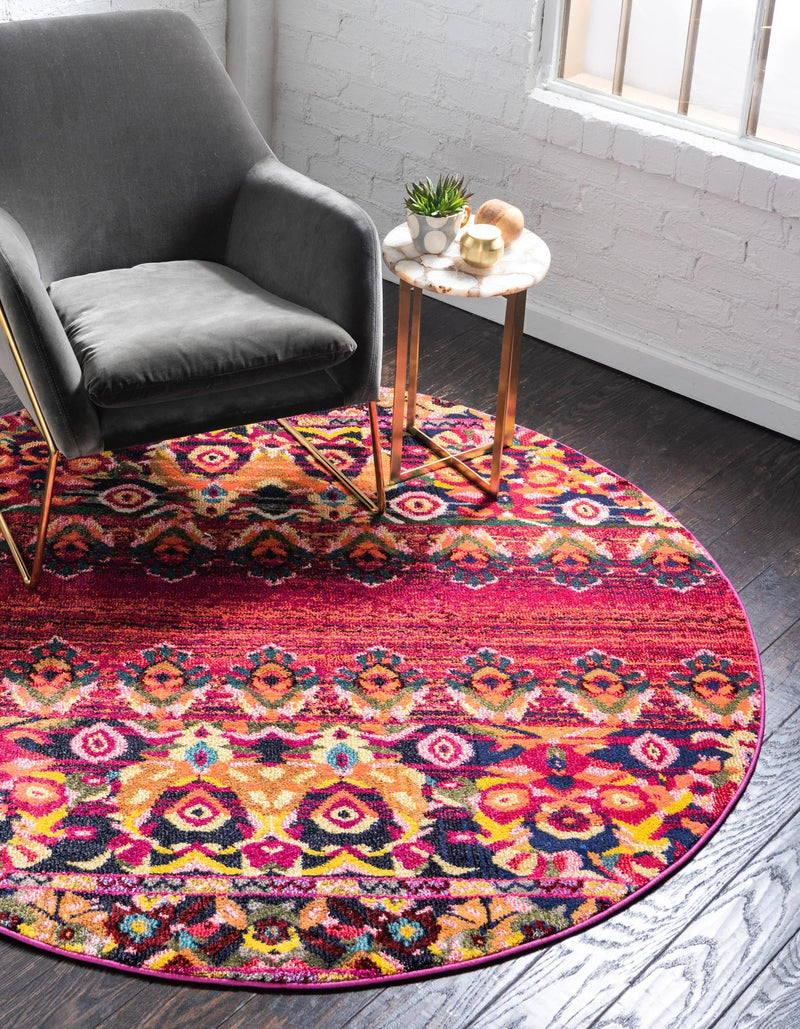 Chateau Elegance Collection Area Rug - Fontainebleau Round Red lifestyle 16