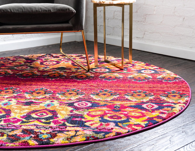 Chateau Elegance Collection Area Rug - Fontainebleau Round Red lifestyle 20