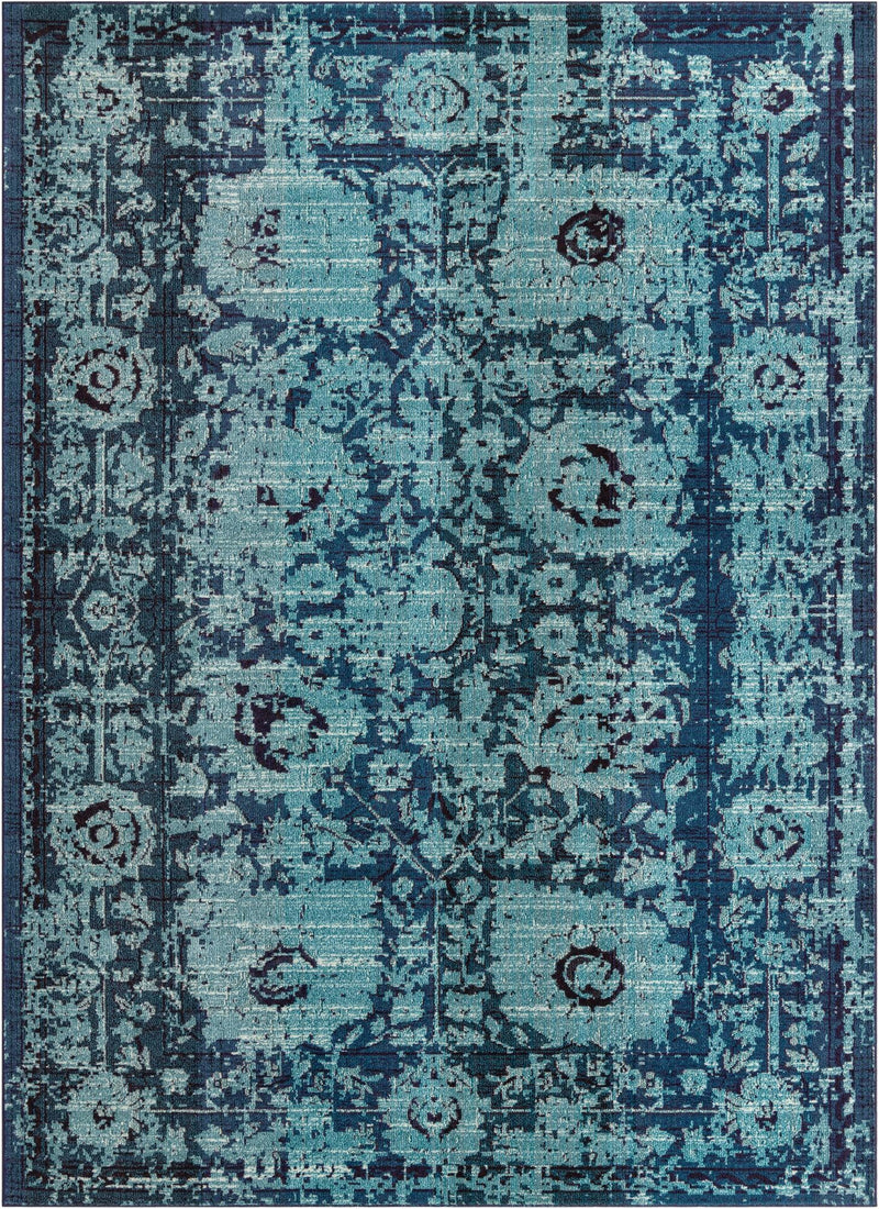 Chateau Elegance Collection Area Rug - Louvre Rectangle Blue Main