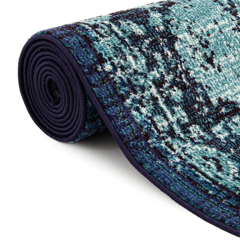 Chateau Elegance Collection Area Rug - Louvre Rectangle Blue lifestyle 23