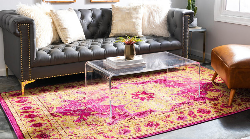 Chateau Elegance Collection Area Rug - Tuileries Rectangle Pink lifestyle 9