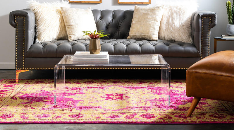 Chateau Elegance Collection Area Rug - Tuileries Rectangle Pink lifestyle 13