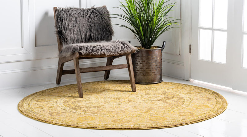 Chateau Elegance Collection Area Rug - Tuileries Round Beige lifestyle 64