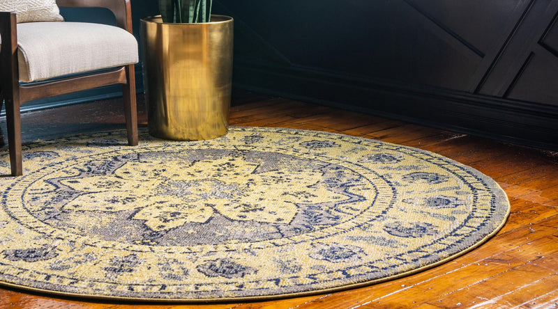 Chateau Elegance Collection Area Rug - Tuileries Round Gray lifestyle 54