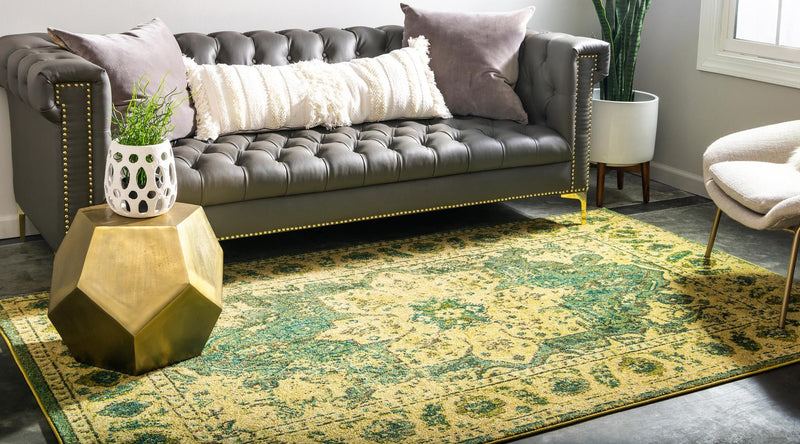 Chateau Elegance Collection Area Rug - Tuileries Rectangle Green lifestyle 12
