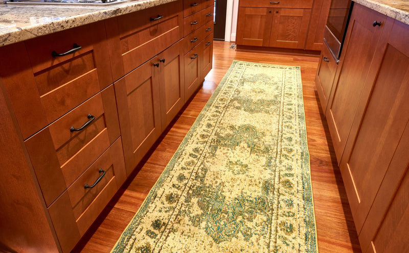 Chateau Elegance Collection Area Rug - Tuileries Runner Green lifestyle 60