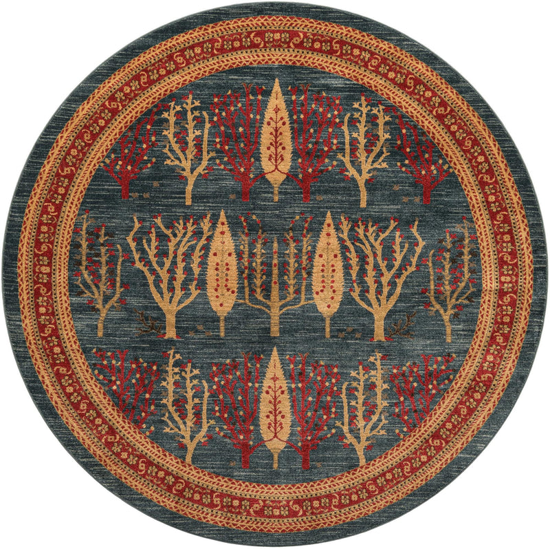 Zagros Oasis Collection Area Rug - Ilam Round Blue lifestyle 30