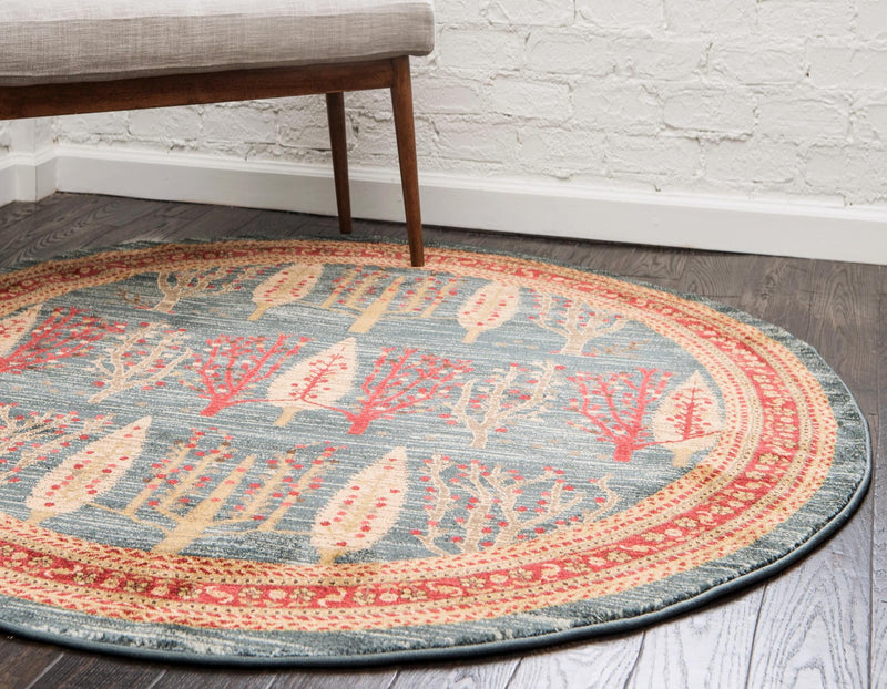 Zagros Oasis Collection Area Rug - Ilam Round Blue lifestyle 37