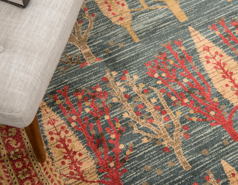 Zagros Oasis Collection Area Rug - Ilam Round Blue lifestyle 43