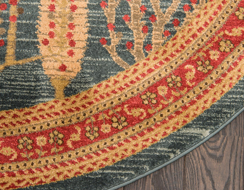 Zagros Oasis Collection Area Rug - Ilam Round Blue lifestyle 52