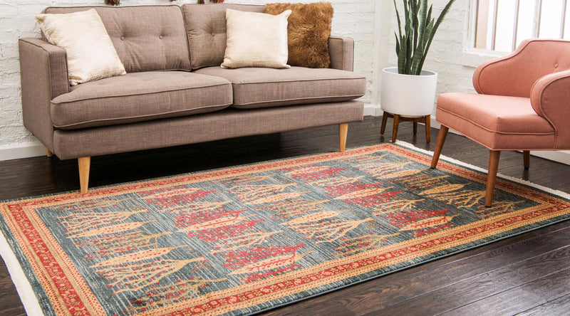 Zagros Oasis Collection Area Rug - Ilam Rectangle Blue lifestyle 6