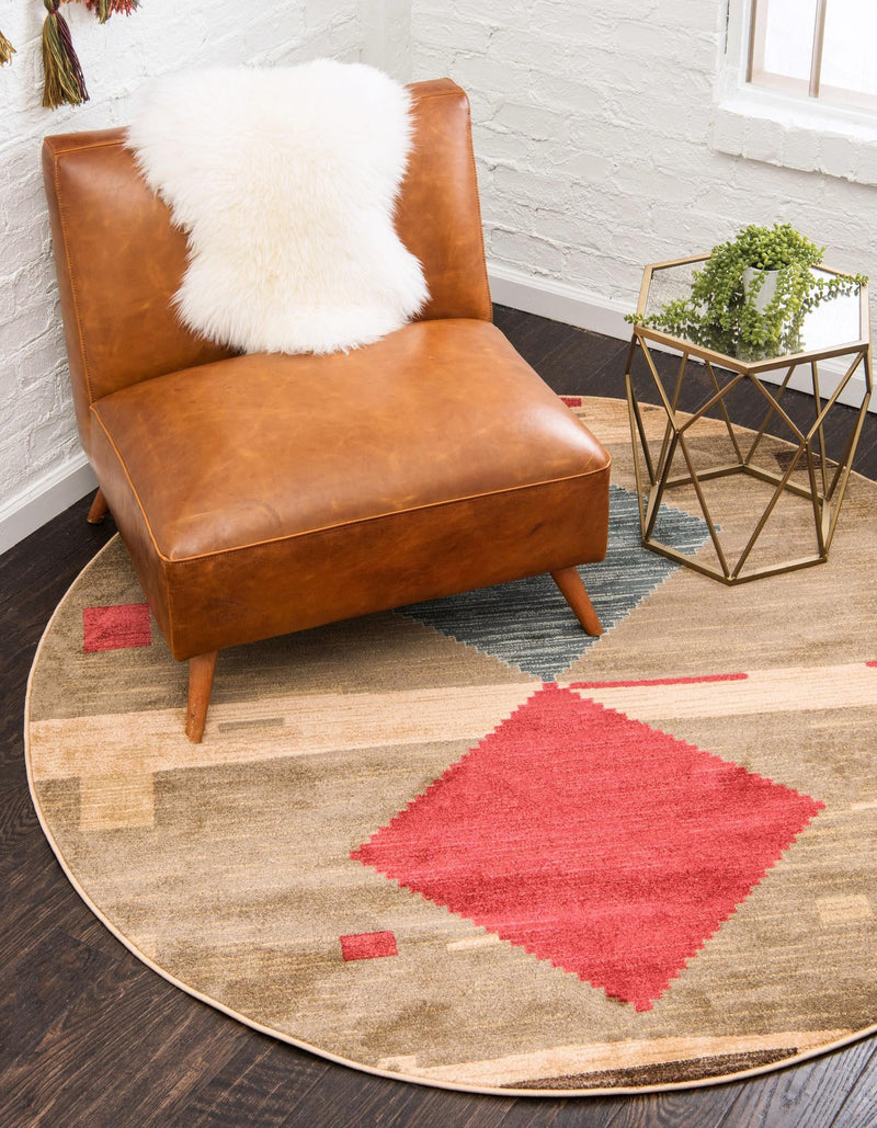 Zagros Oasis Collection Area Rug - Susa Round Tan lifestyle 14