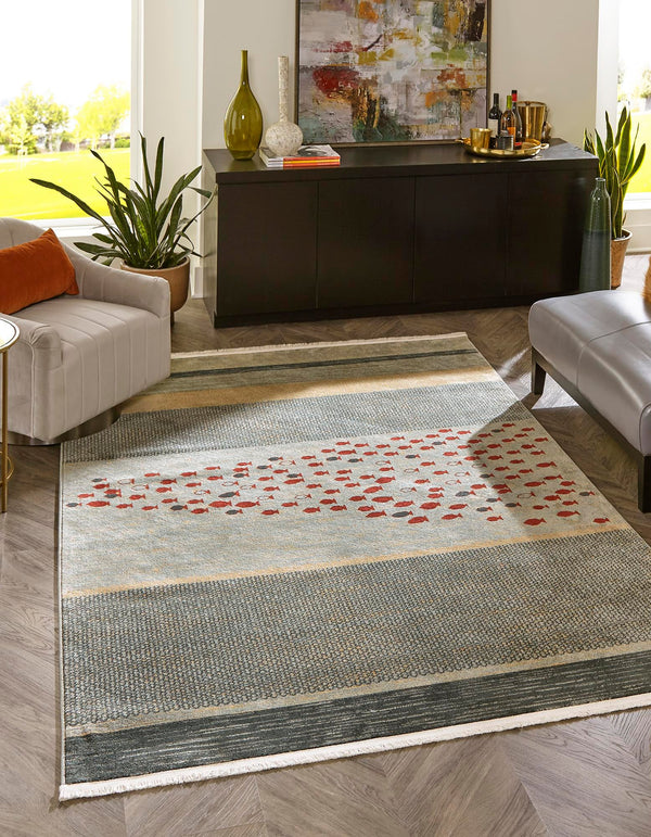 Zagros Oasis Collection Area Rug - Kermanshah Rectangular Blue lifestyle 18