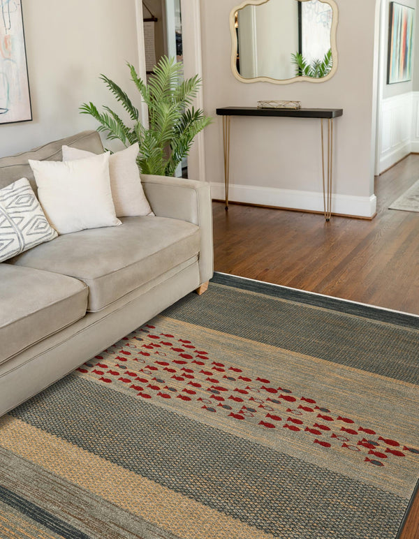 Zagros Oasis Collection Area Rug - Kermanshah Rectangular Blue lifestyle 59