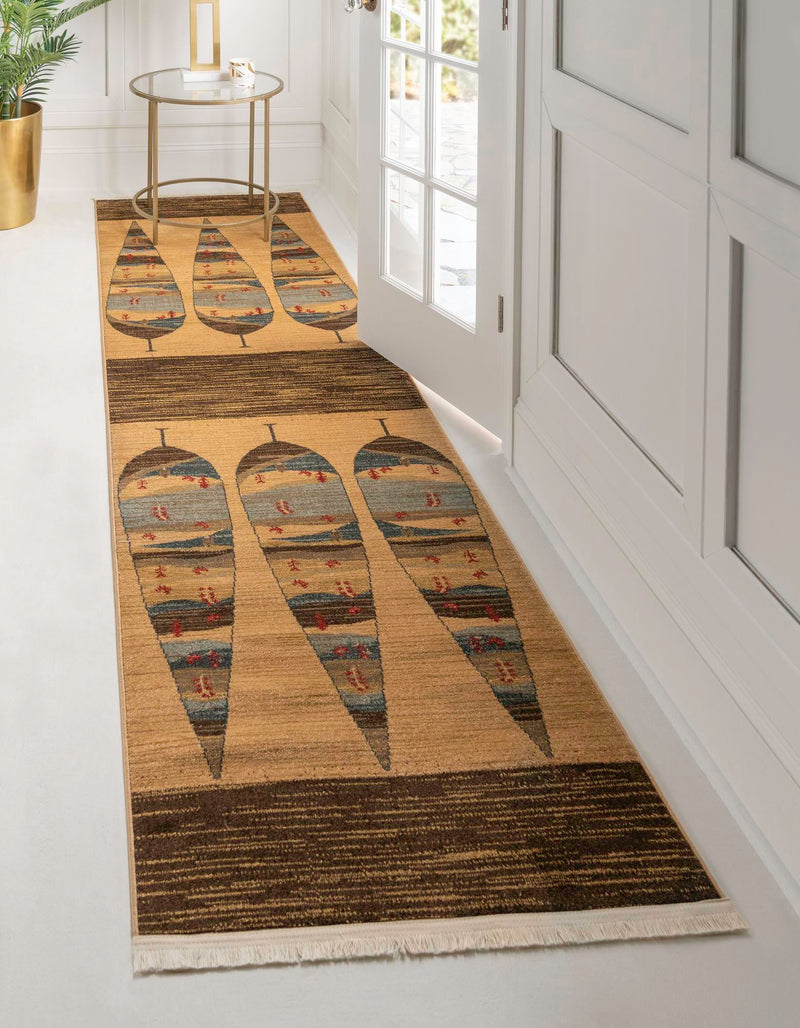 Zagros Oasis Collection Area Rug - Malayer Runner Tan lifestyle 14