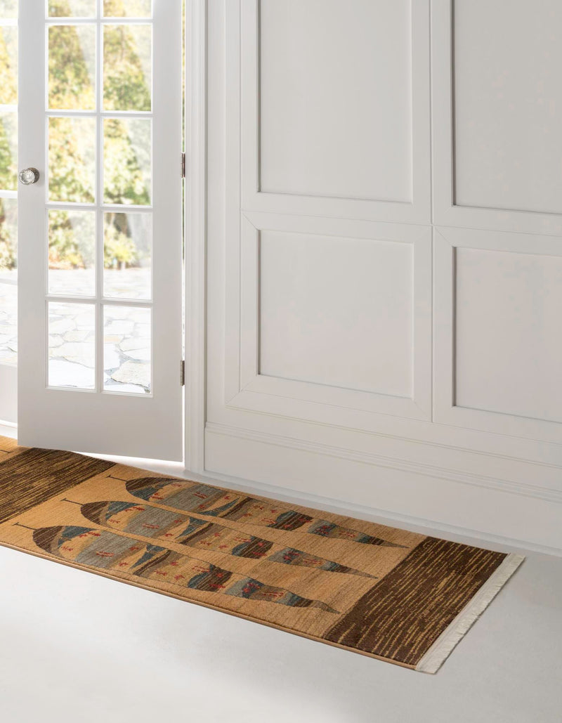 Zagros Oasis Collection Area Rug - Malayer Runner Tan lifestyle 17