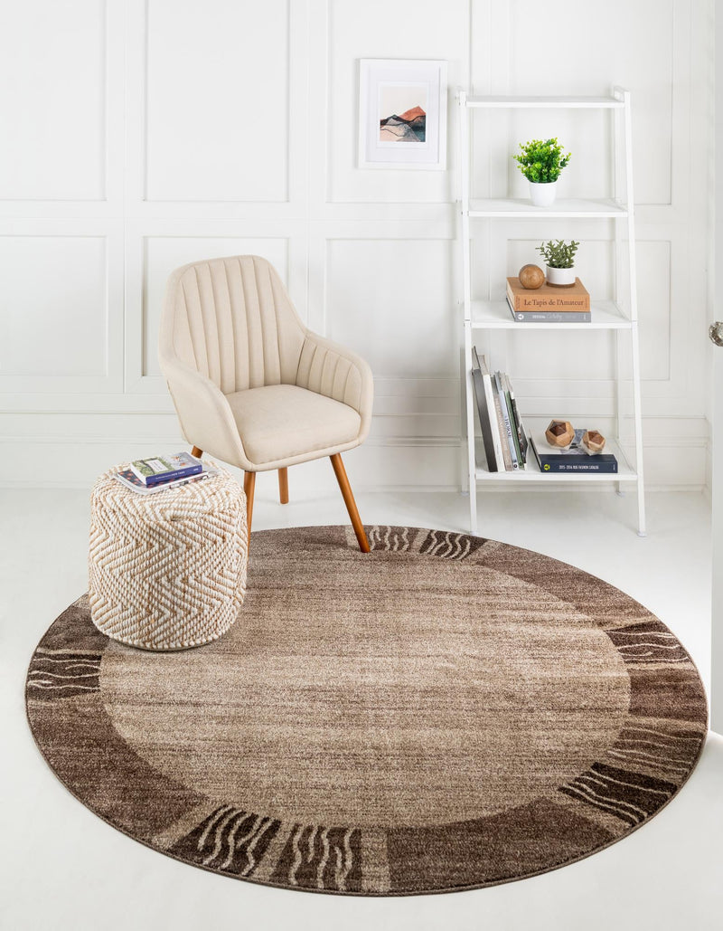 Studio Haven Collection Area Rug - Atelier Round Dark Beige lifestyle 56