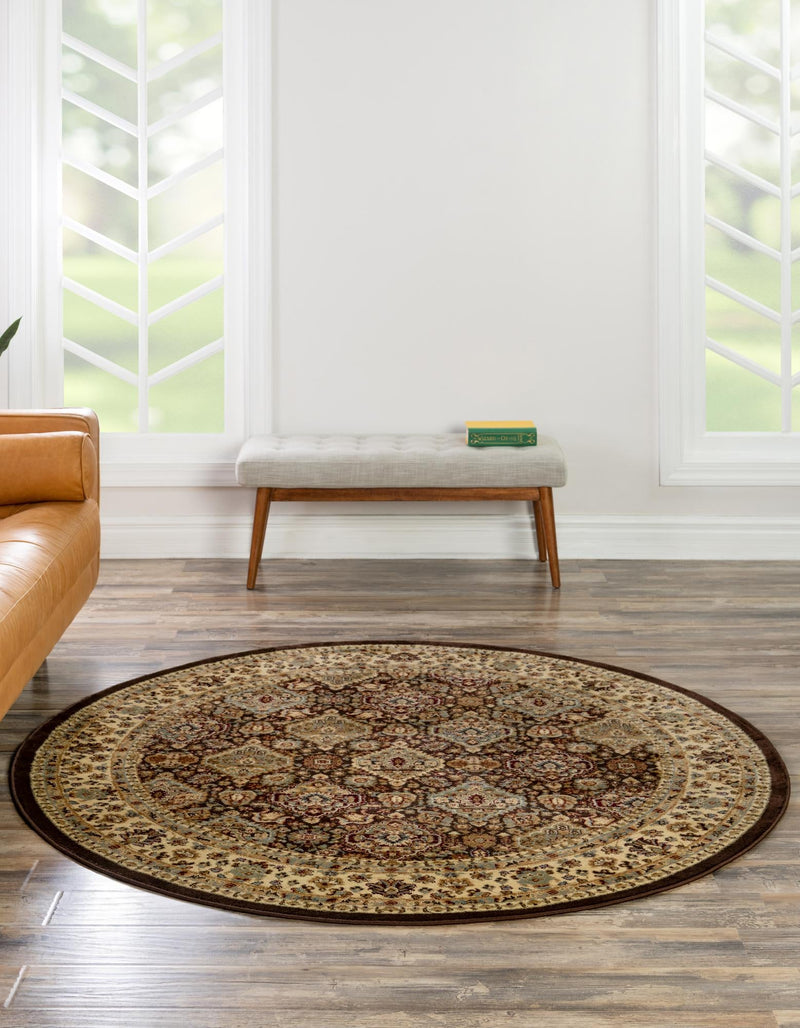 Jaipur Elegance Collection Area Rug - Sawai Round Brown lifestyle 77