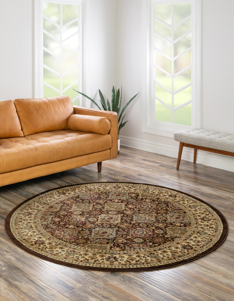 Jaipur Elegance Collection Area Rug - Sawai Round Brown lifestyle 87