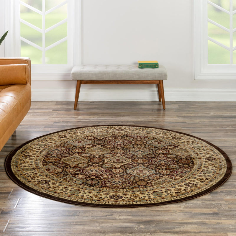 Jaipur Elegance Collection Area Rug - Sawai Round Brown lifestyle 104
