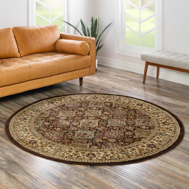Jaipur Elegance Collection Area Rug - Sawai Round Brown lifestyle 105