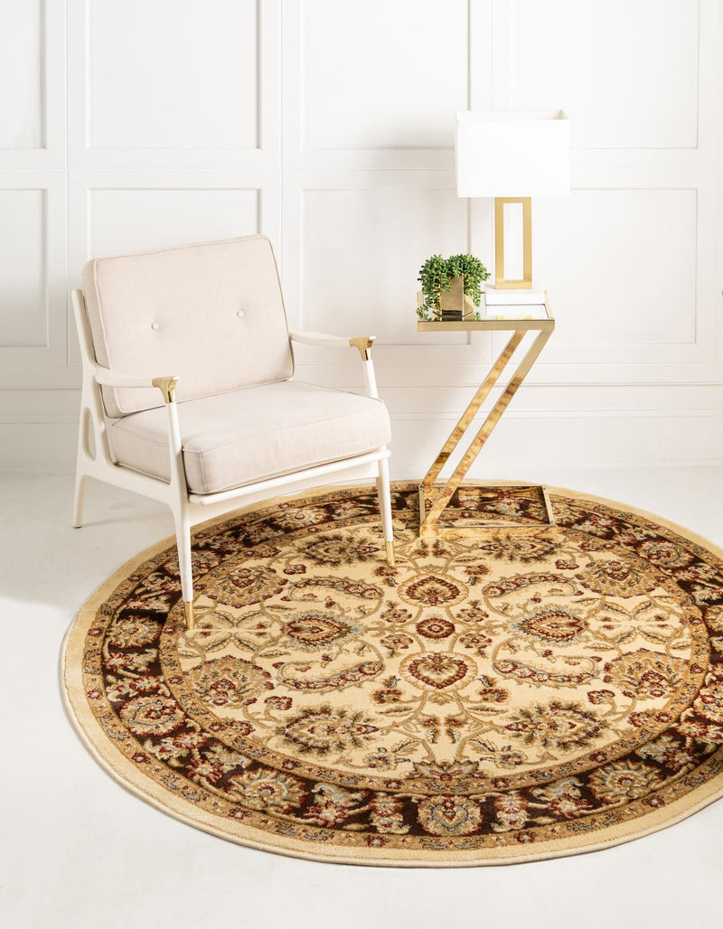 Jaipur Elegance Collection Area Rug - Gaitore Round Cream lifestyle 49