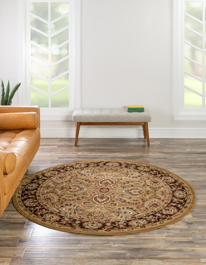 Jaipur Elegance Collection Area Rug - Gaitore Round Tan lifestyle 37