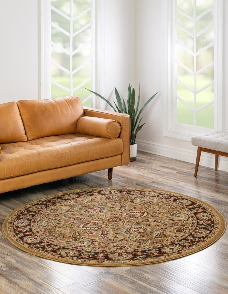 Jaipur Elegance Collection Area Rug - Gaitore Round Tan lifestyle 41