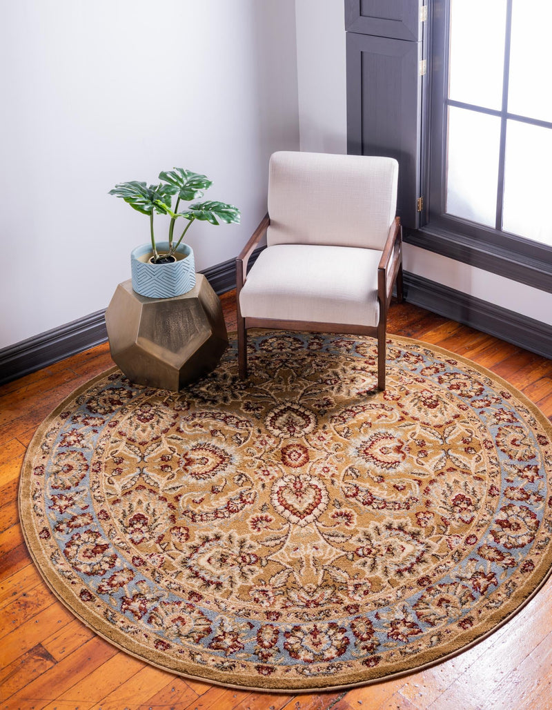 Jaipur Elegance Collection Area Rug - Gaitore Round Dark Yellow lifestyle 34