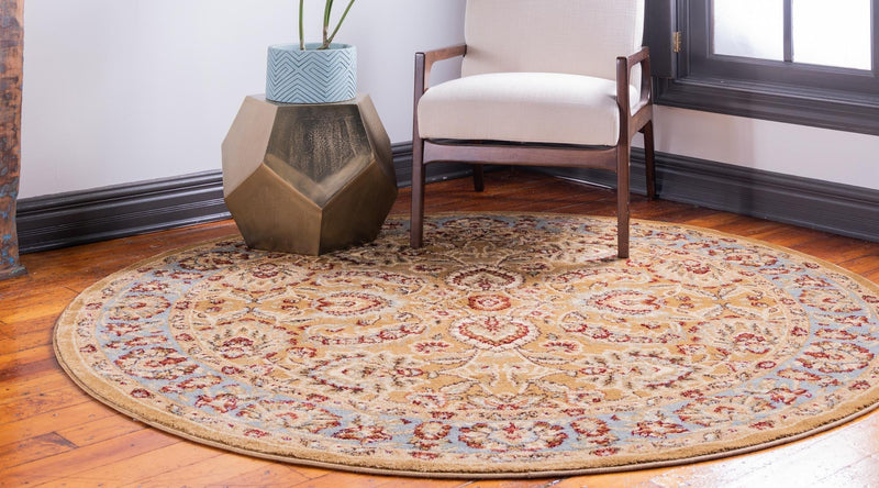 Jaipur Elegance Collection Area Rug - Gaitore Round Dark Yellow lifestyle 39