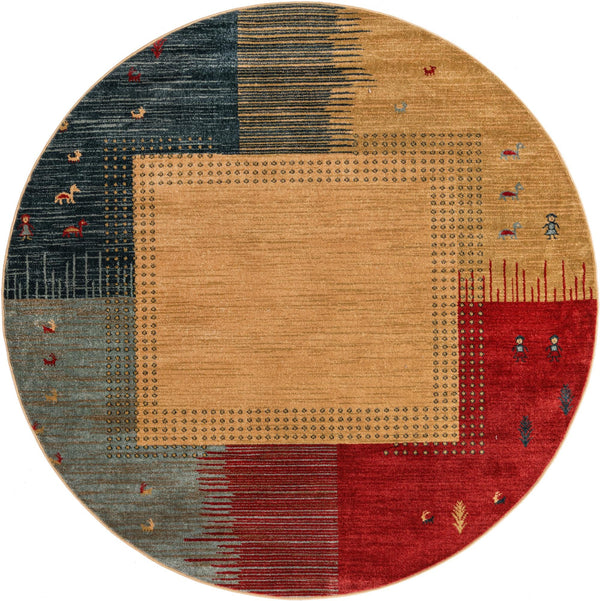 Zagros Oasis Collection Area Rug - Darrehshahr Round Tan lifestyle 12