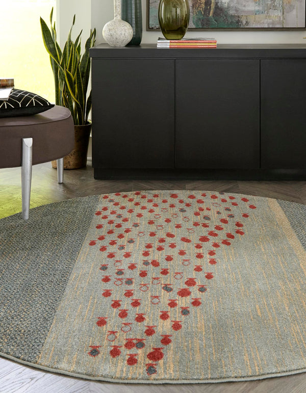 Zagros Oasis Collection Area Rug - Kermanshah Round Blue lifestyle 18