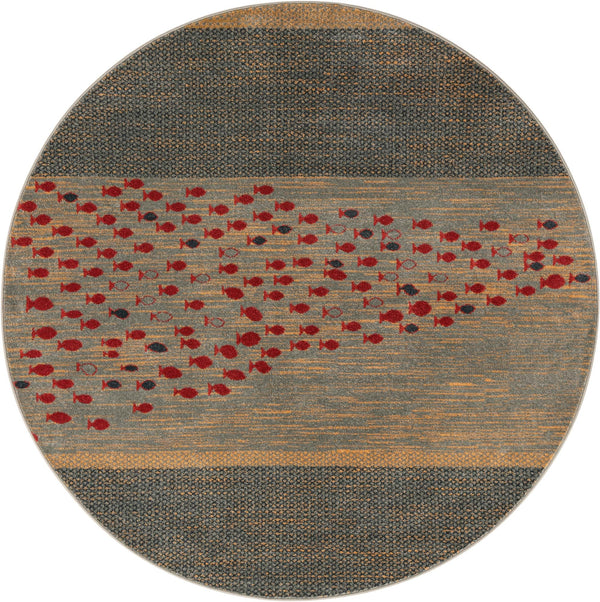 Zagros Oasis Collection Area Rug - Kermanshah Round Blue lifestyle 8