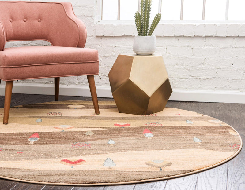 Zagros Oasis Collection Area Rug - Nahavand Round Tan lifestyle 16