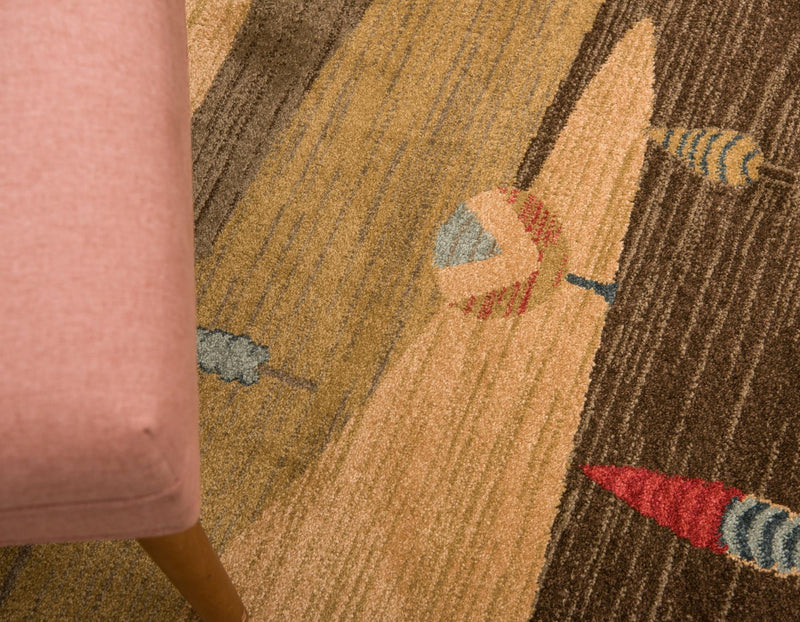 Zagros Oasis Collection Area Rug - Nahavand Round Tan lifestyle 19