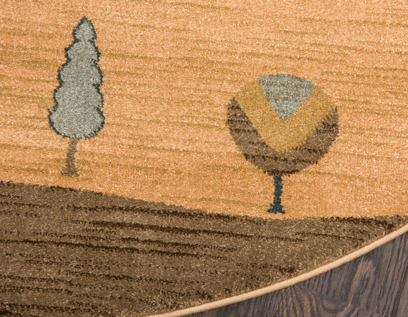 Zagros Oasis Collection Area Rug - Nahavand Round Tan lifestyle 25