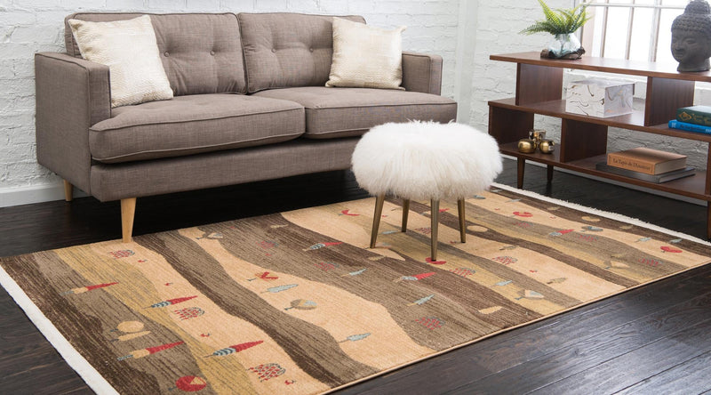 Zagros Oasis Collection Area Rug - Nahavand Rectangular Tan lifestyle 15