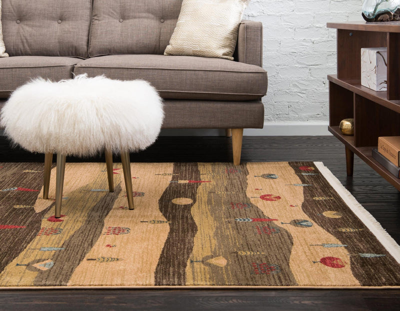 Zagros Oasis Collection Area Rug - Nahavand Rectangular Tan lifestyle 17