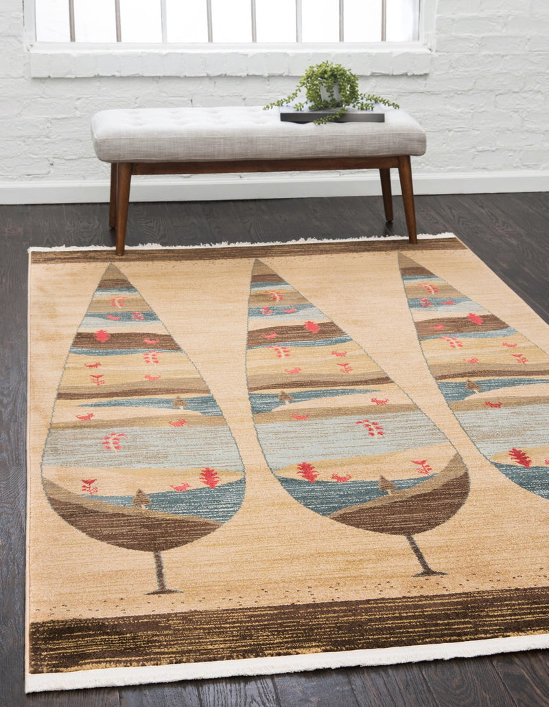 Zagros Oasis Collection Area Rug - Malayer Rectangular Tan lifestyle 13