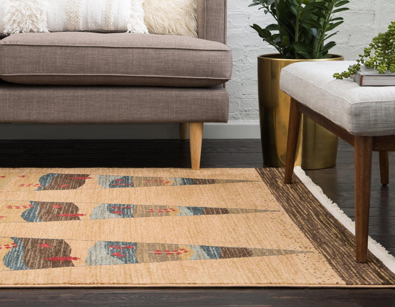 Zagros Oasis Collection Area Rug - Malayer Rectangular Tan lifestyle 18