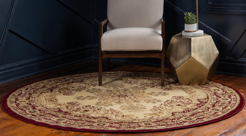 Versailles Elegance Collection Area Rug - Marly Round Cream lifestyle 9