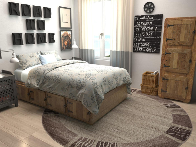 Studio Haven Collection Area Rug - Atelier Round Dark Beige lifestyle 97