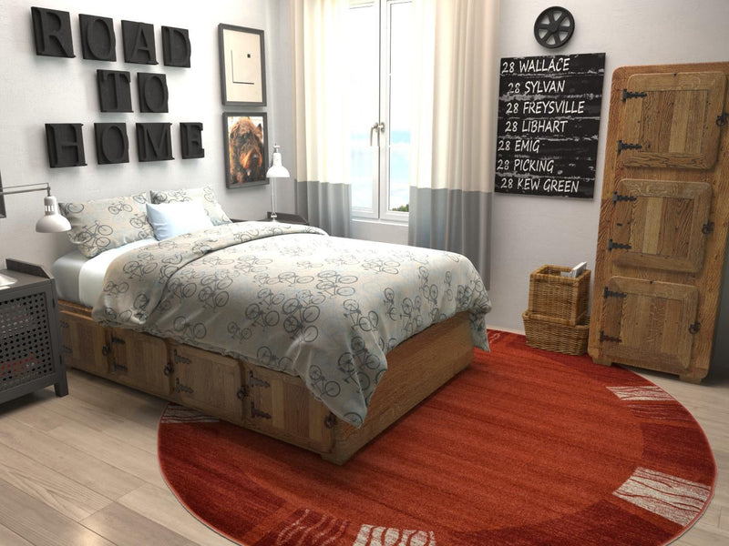 Studio Haven Collection Area Rug - Atelier Round Terracotta lifestyle 99
