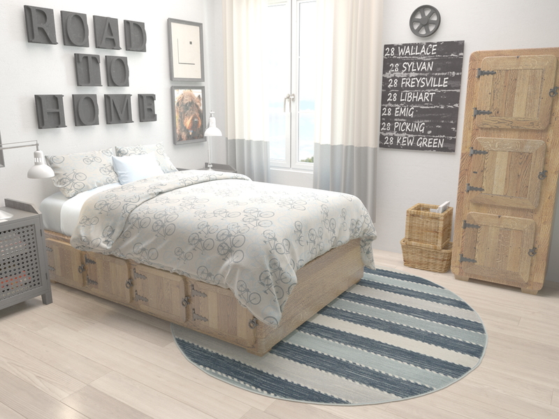 Zagros Oasis Collection Area Rug - Behbahan Round Blue lifestyle 62