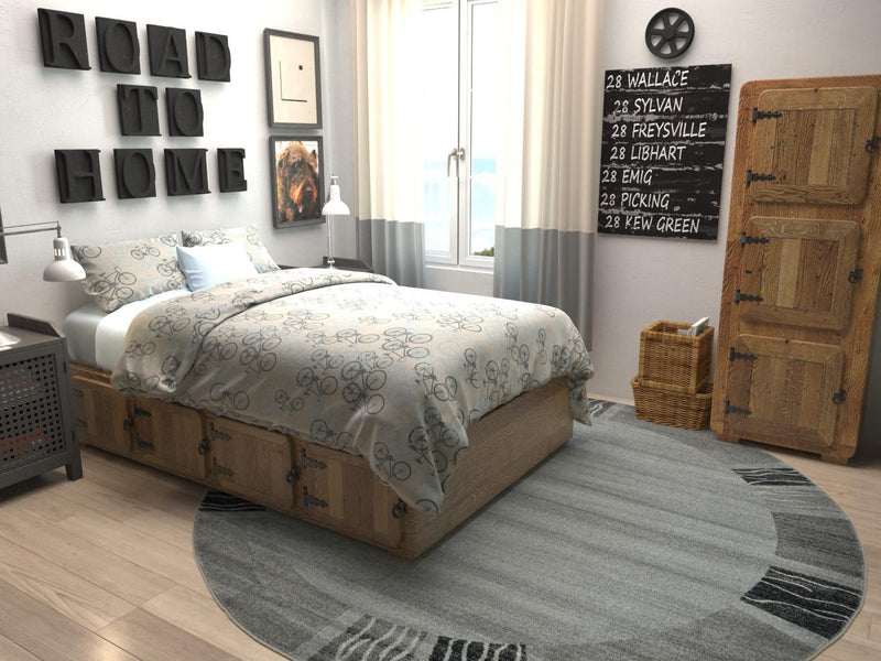 Studio Haven Collection Area Rug - Atelier Round Light Gray lifestyle 100