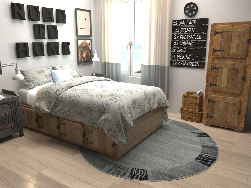 Studio Haven Collection Area Rug - Atelier Round Light Gray lifestyle 101