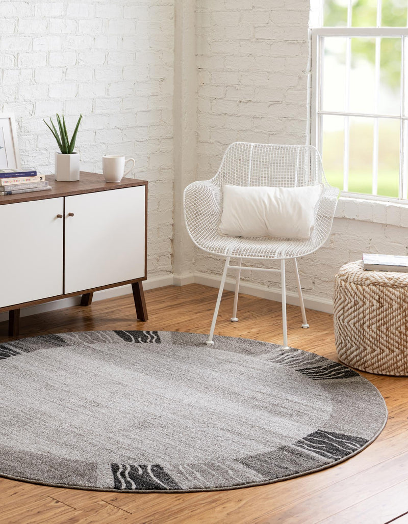 Studio Haven Collection Area Rug - Atelier Round Light Gray lifestyle 115