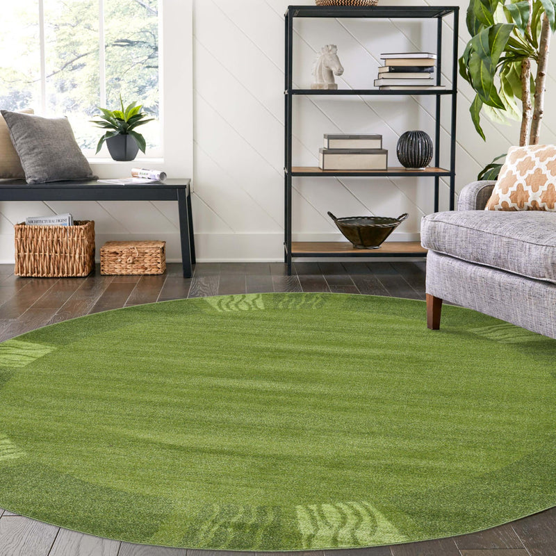 Studio Haven Collection Area Rug - Atelier Round Light Green lifestyle 178